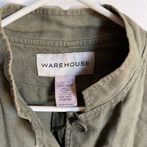 Warehouse army green linen jacket